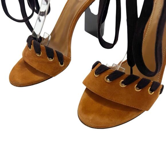 Chloe Miles Whipstitch Strap Lace-Up Suede Sandals Pumps Shoes Size 38 / 8 - Picture 6 of 10